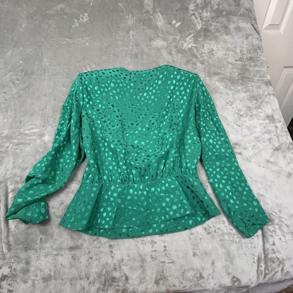 Vtg Adrianna Papell  Silk Blouse Women's 12  peplum style green see measurements - Picture 2 of 12